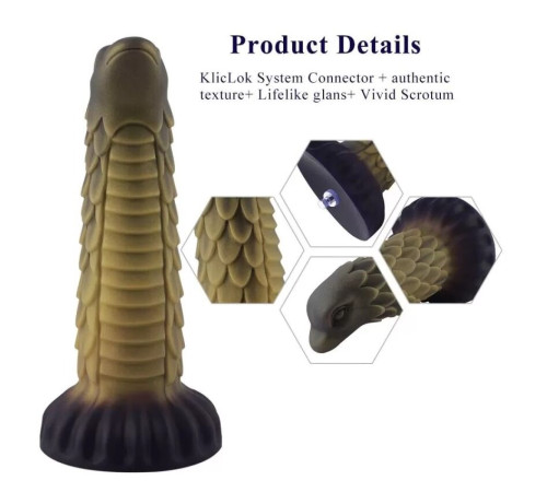 Силіконовий дилдо Hismith 8.5" Squama Beast Silicone Dildo Monster Series