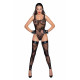 Боді Noir Handmade F242 Tulle body with patterned flock embroidery - XL