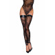 (SALE) Панчохи Noir Handmade F243 Tulle stockings with patterned flock embroidery - L