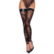 (SALE) Панчохи Noir Handmade F243 Tulle stockings with patterned flock embroidery - L