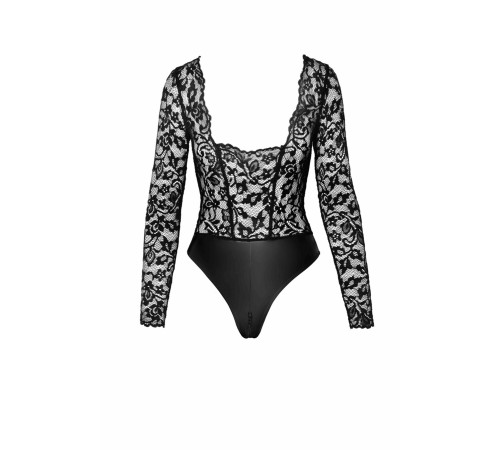 Боді Noir Handmade F296 Psyche bodysuit of lace and wetlook - S