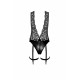 Боді Noir Handmade F297 Libido Deep-V bodysuit with collar, pearl chain and garter - S