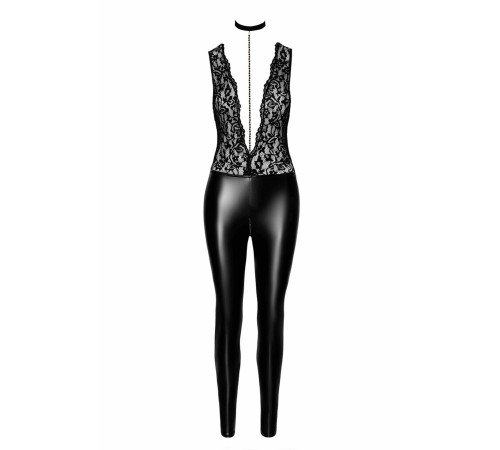 Комбінезон Noir Handmade F298 Libido Deep-V catsuit with collar and pearl chain - S