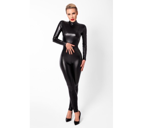 Комбінезон Noir Handmade F319 Caged wetlook catsuit with zippers and ring - S