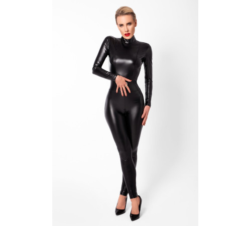 Комбінезон Noir Handmade F319 Caged wetlook catsuit with zippers and ring - M