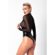 Боді Noir Handmade F321 Edge wetlook and mesh body with rings - S