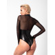 Боді Noir Handmade F321 Edge wetlook and mesh body with rings - S