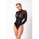 Боді Noir Handmade F321 Edge wetlook and mesh body with rings - S