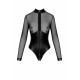 Боді Noir Handmade F321 Edge wetlook and mesh body with rings - M