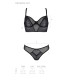 Комплект Passion DROSERA SET black S/M, сітка+мереживо, бюстьє та трусики танга