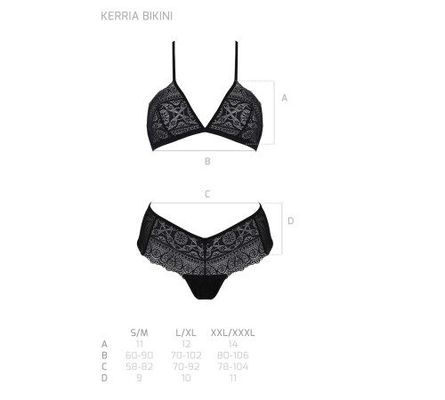 Комплект Passion KERRIA BIKINI black, S/M, бралет і трусики-бікіні