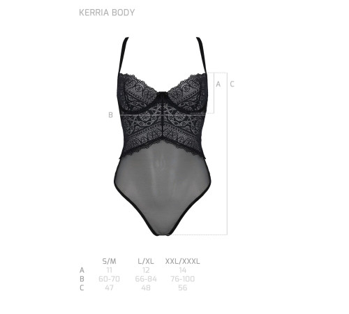 Боді Passion KERRIA BODY black, S/M, з високими вирізами та верхом балконет