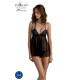 Пеньюар Passion KERRIA CHEMISE black, L/XL, мереживний верх, трусики в комплекті