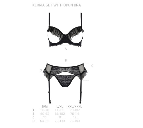 Комплект Passion KERRIA SET WITH OPEN BRA black L/XL - ECO Passion