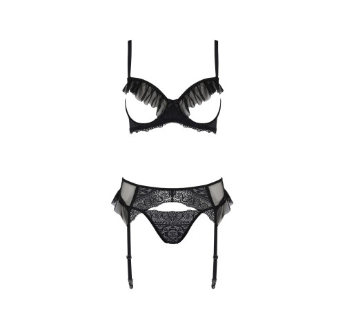 Комплект Passion KERRIA SET WITH OPEN BRA black L/XL - ECO Passion