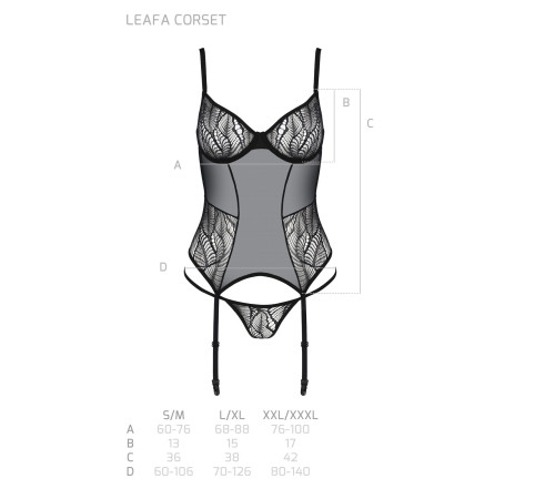 Корсет Passion LEAFA CORSET black L/XL - ECO Passion