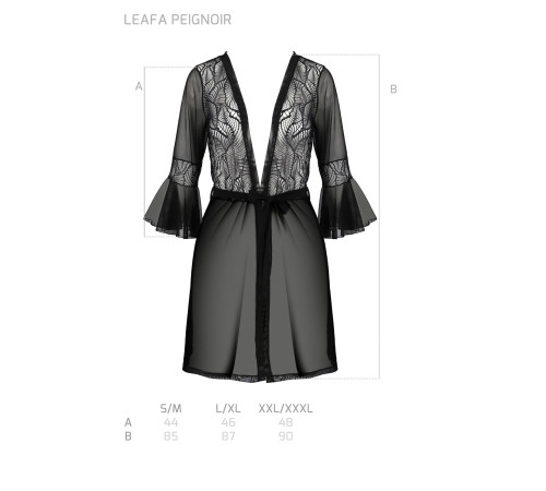 Пеньюар Passion LEAFA PEIGNOIR black L/XL - ECO Passion