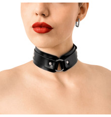 БДСМ-нашийник з кільцем Art of Sex - Martina Collar with ring, натуральна шкіра,  колір чорний