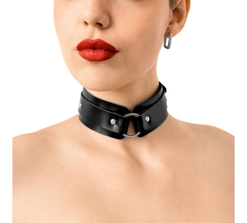 БДСМ-нашийник з кільцем Art of Sex - Martina Collar with ring, натуральна шкіра,  колір чорний