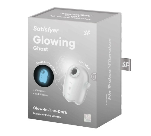 Вакуумний кліторальний стимулятор з вібрацією Satisfyer Glowing Ghost White, світиться в темряві