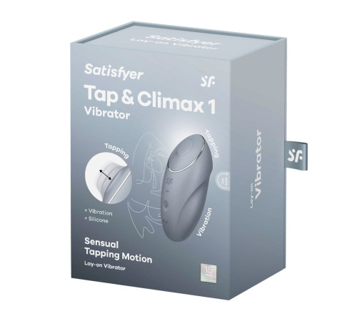 Вібростимулятор-пульсатор Satisfyer Tap & Climax 1 Bluegrey, ефект постукування пальцем, 2 мотори