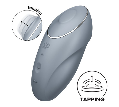 Вібростимулятор-пульсатор Satisfyer Tap & Climax 1 Bluegrey, ефект постукування пальцем, 2 мотори