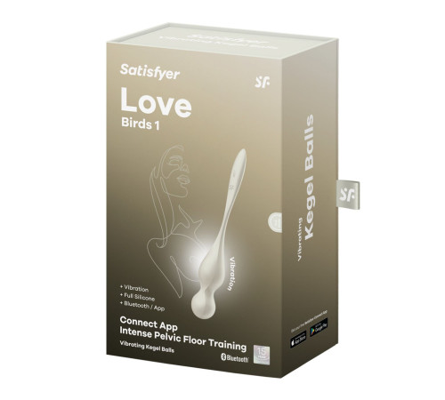 Вагінальні смарт-кульки з вібрацією Satisfyer Love Birds 1 Connect App White, 78 г