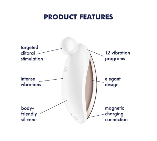 Вібратор для зовнішньої стимуляції Satisfyer Spot On 2 White, дуже потужний, гнучкий відросток