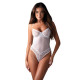 Боді Obsessive Alissium Teddy White, XS/S, ліф з м’якою чашкою, високі вирізи для ніг