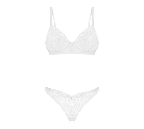 Комплект Obsessive Alissium 2-pcs set, XS/S, мереживо, ліф з м’якою чашкою, трусики танга