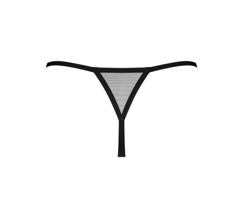 Трусики-стрінги Obsessive Novenes crotchless thong, XS/S, сітка, стрепи, прикраса зі стразами, відкр