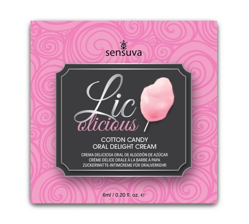 Пробник гелю для мінету Sensuva Lic-o-licious Cotton Candy (6 мл), оліїстий, без цукру