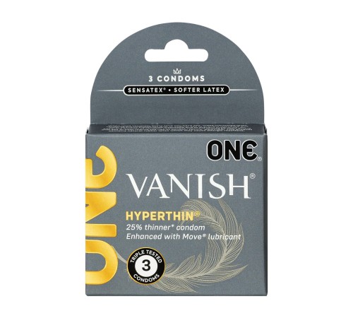 Презервативи ONE Vanish Hyperthin 3 шт, картонна коробка