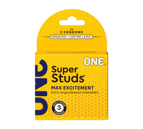 Презервативи ONE Super Studs 3 шт, картонна коробка