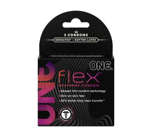 Презервативи ONE Flex Graphene Condom 3 шт, картонна коробка