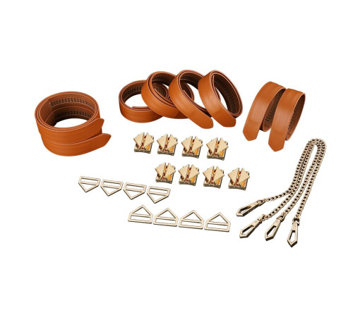 Набір із 8 ременів для зв'язування LOCKINK 8-Bondage-Straps Restraint Set - Brown