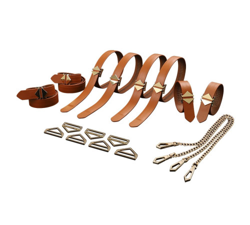 Набір із 8 ременів для зв'язування LOCKINK 8-Bondage-Straps Restraint Set - Brown