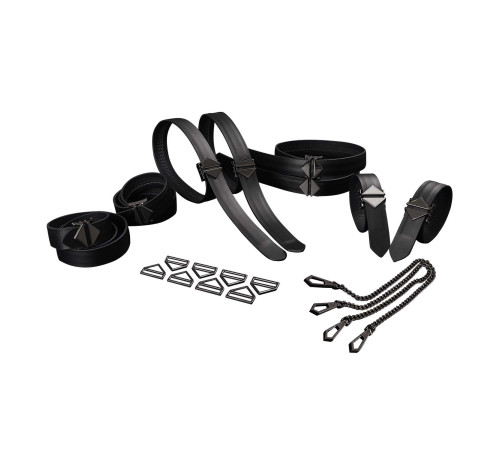 Набір із 8 ременів для зв'язування LOCKINK 8-Bondage-Straps Restraint Set - Black