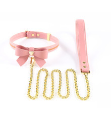 Повідець LOCKINK SEVANDA Love Heart Butterfly Leather Collar Set - Pink