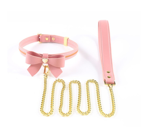 Повідець LOCKINK SEVANDA Love Heart Butterfly Leather Collar Set - Pink