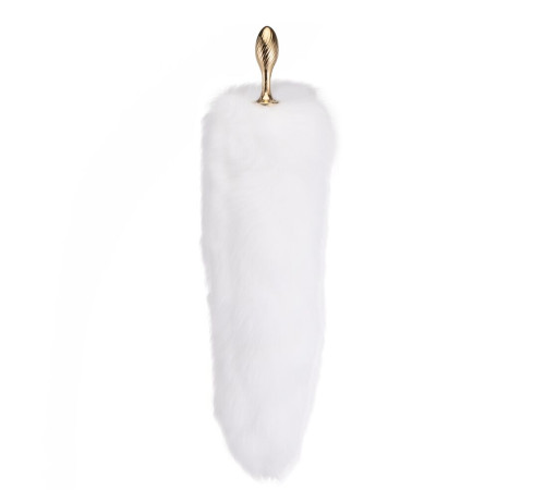 Металева анальна пробка Лисячий хвіст LOCKINK SEVANDA White Fox-Tail Anal Pear-shape Plug