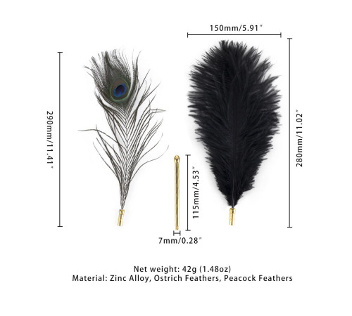 Лоскітка LOCKINK SEVANDA Natural Peacock Flirting Feather Tickler, перо павича