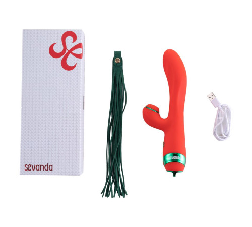 Вібратор-кролик з флогером LOCKINK SEVANDA Whip Vibrating Massage Wand - Red & Green