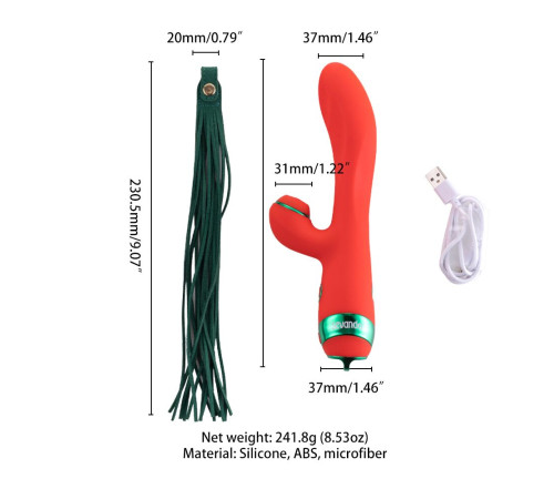 Вібратор-кролик з флогером LOCKINK SEVANDA Whip Vibrating Massage Wand - Red & Green