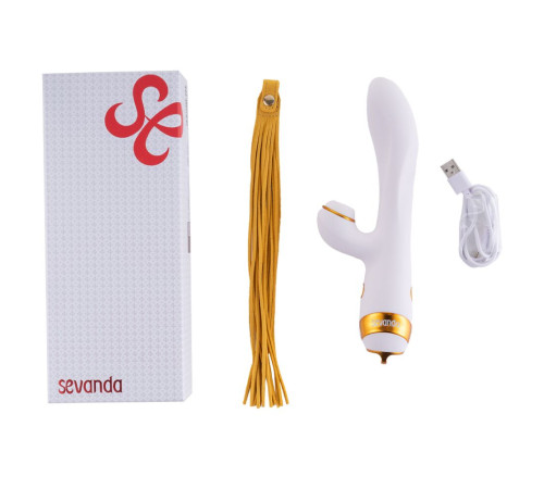 Вібратор-кролик з флогером LOCKINK SEVANDA Whip Vibrating Massage Wand - White & Golden