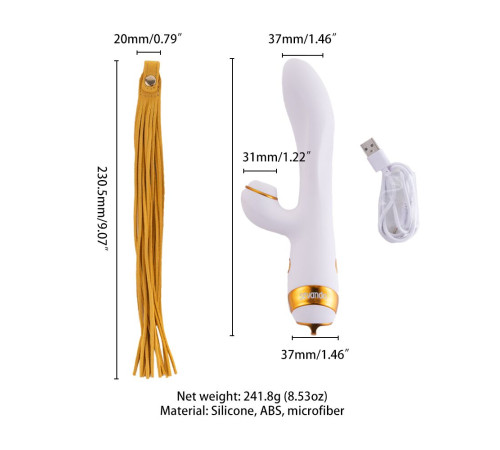 Вібратор-кролик з флогером LOCKINK SEVANDA Whip Vibrating Massage Wand - White & Golden