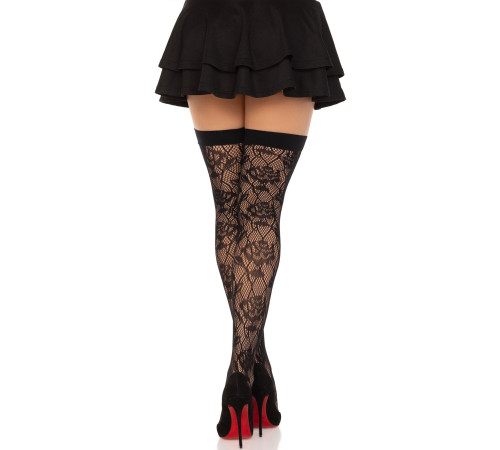 Панчохи Leg Avenue Wild rose net thigh highs One Size