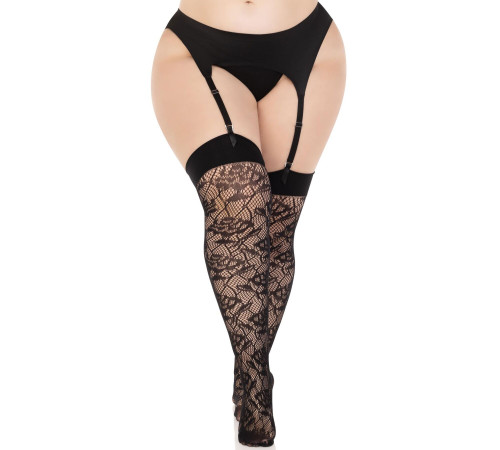 Панчохи Leg Avenue Wild rose net thigh highs 1X/2X