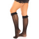 Шкарпетки ажурні з рюшами Leg Avenue Sweetheart Ruffle Cuff Knee Highs Black, високі