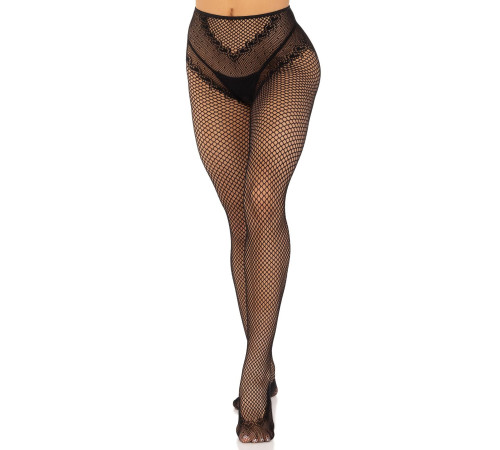 Панчохи Leg Avenue Crotchless Net Tights with Heart Backseam Black One Size